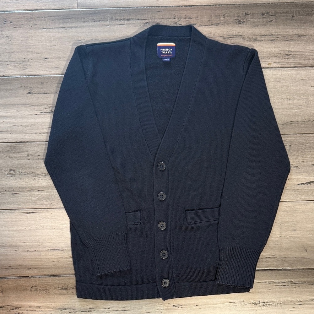 French Toast Kids Navy Button-Up V-Neck Cardigan Sweater